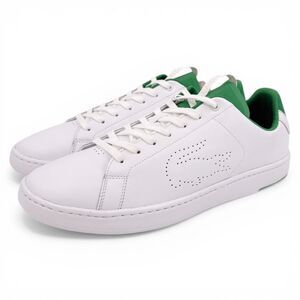 NWT Lacoste Men's Carnaby Evo Light-WT Leather Sneakers White/Green Size 12